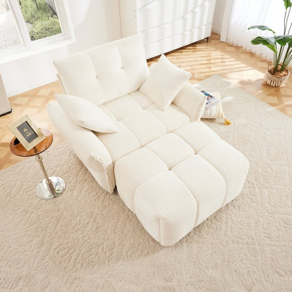 English Elm Ergonomic Chenille Lounge Chair with Ottoman Tufted Arms Modern Living Room Seat W714S01649
