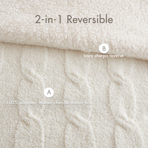 English Elm 2 Pieces Twin Waffle Knit Chenille Comforter Set with Plush Sherpa Reversible Cozy Bedding Ensemble Ivory 20.47 L x 11.42 W x 9.84 H B035P381299