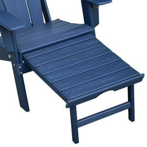 English Elm Folding Outdoor Hdpe Adirondack Chair with Retractable Ottoman for Deck or Patio Navy Blue W1889P450925