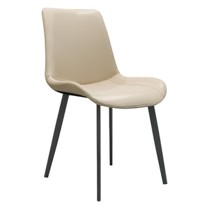 English Elm Beige Pu Leather Dining Chairs Set Of 4 - Modern Metal Legs, Ergonomic Comfort For Home & Office T3967P384332