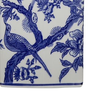 English Elm D13x25" Blue and White Ceramic Vase Lamp — 25" Porcelain Accent Lamp with Hand-Painted Blue Motif, Warm Glow and Statement Style (Home & Office) W2078P324058