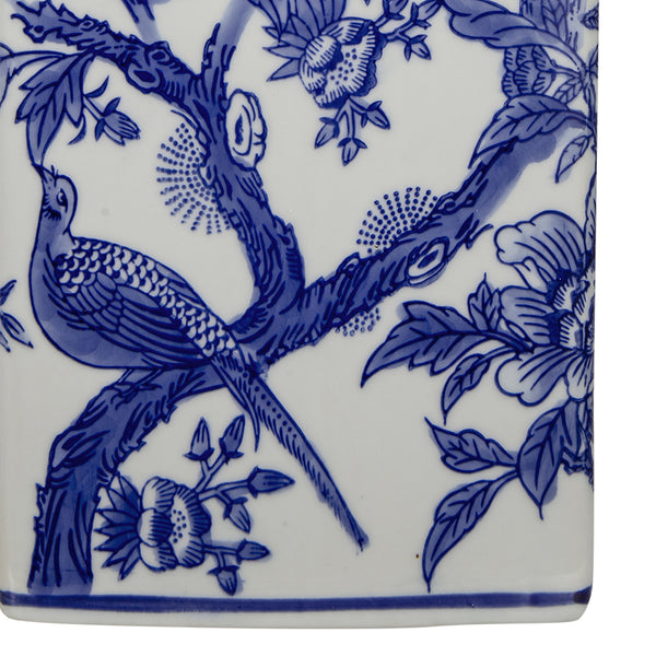 English Elm D13x25" Blue and White Ceramic Vase Lamp — 25" Porcelain Accent Lamp with Hand-Painted Blue Motif, Warm Glow and Statement Style (Home & Office) W2078P324058