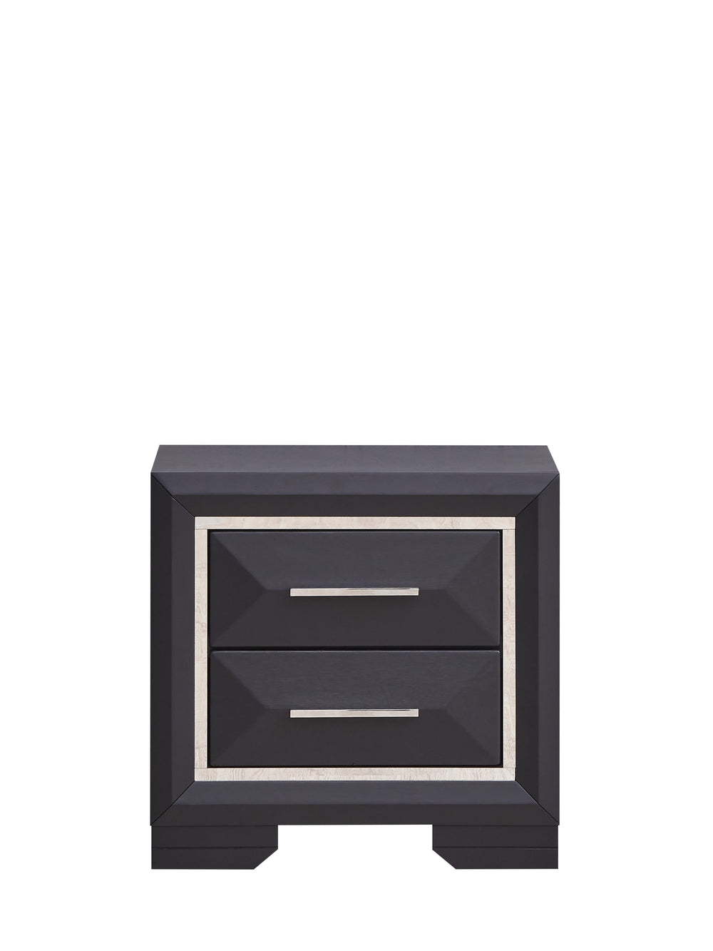 English Elm Liverpool Black Nightstand with Brushed Steel Accents, 2 Drawers, Dovetail Joints, Fully Assembled, Compact Elegance B078P285995