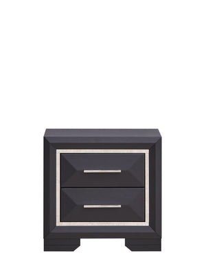 English Elm Liverpool Black Nightstand with Brushed Steel Accents, 2 Drawers, Dovetail Joints, Fully Assembled, Compact Elegance B078P285995
