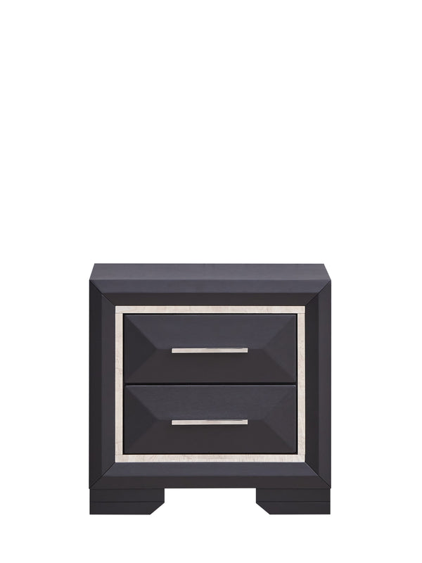 English Elm Liverpool Black Nightstand with Brushed Steel Accents, 2 Drawers, Dovetail Joints, Fully Assembled, Compact Elegance B078P285995