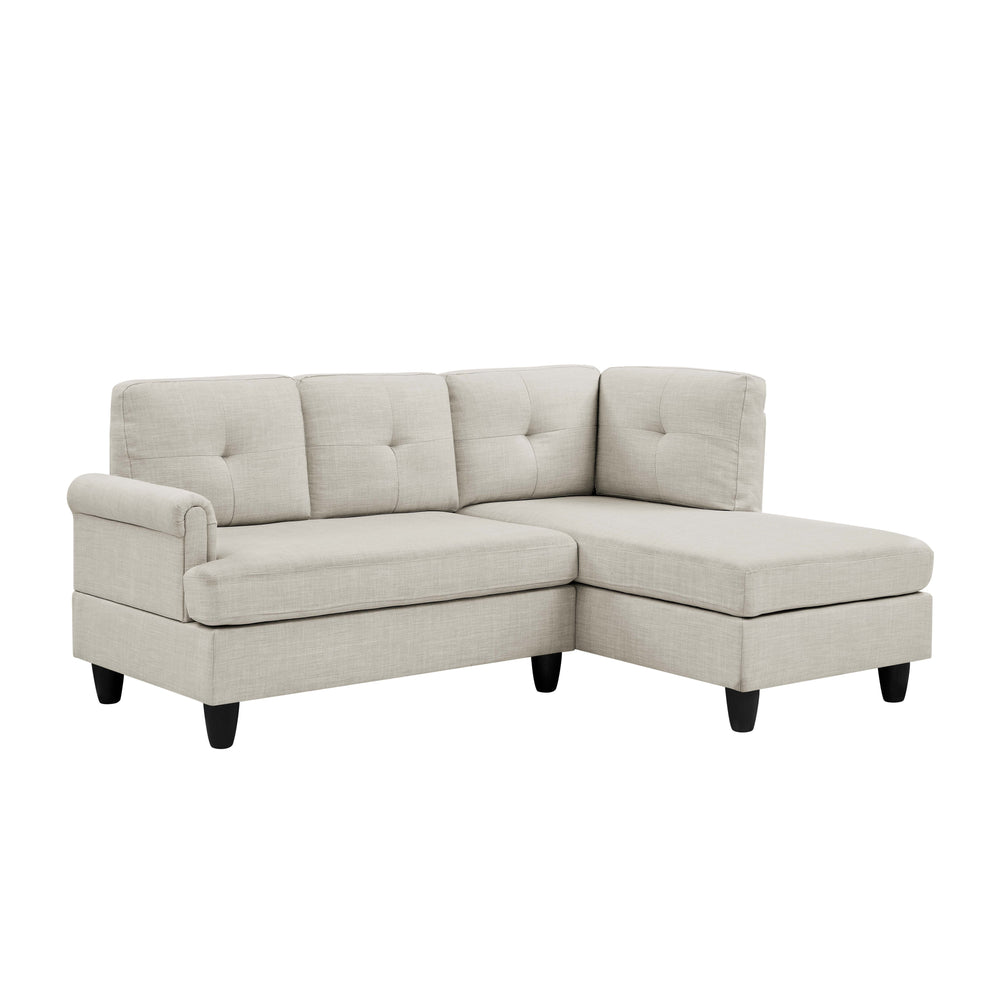 English Elm 2 Upholstered Sectional Sofa with Chaise, 3-Seater Comfort, Tufted Cushions, Durable Polyester Seat Support Beige B343S00012