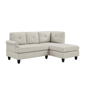 English Elm 2 Upholstered Sectional Sofa with Chaise, 3-Seater Comfort, Tufted Cushions, Durable Polyester Seat Support Beige B343S00012