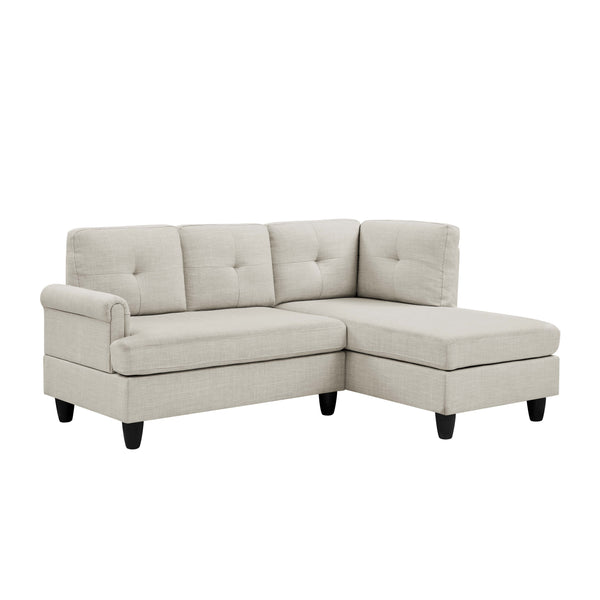 English Elm 2 Upholstered Sectional Sofa with Chaise, 3-Seater Comfort, Tufted Cushions, Durable Polyester Seat Support Beige B343S00012