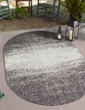 Unique Loom Outdoor Modern Ombre Machine Made Abstract Rug Charcoal Gray, Ivory/Gray 5' 3" x 8' 0"