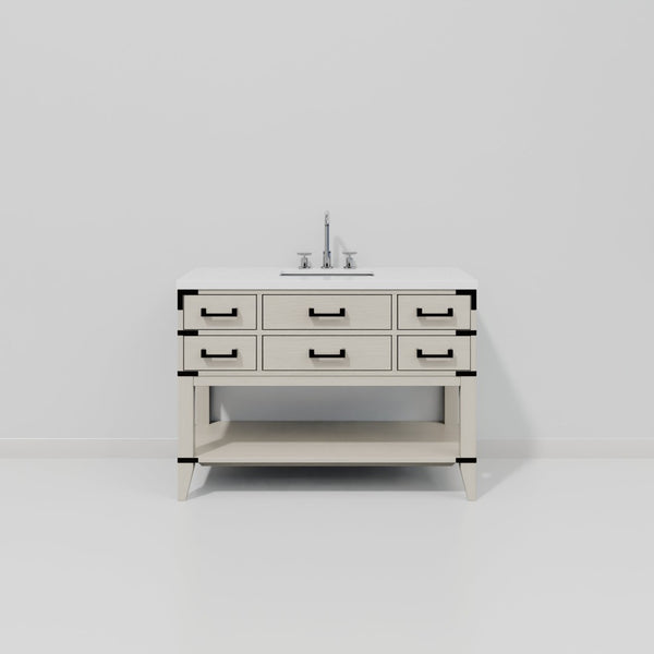 English Elm White Oak Single Bath Vanity With Cultured Marble Top & Chrome Faucet – Stylish & Durable Storage Solution B2731P260245-GIGA