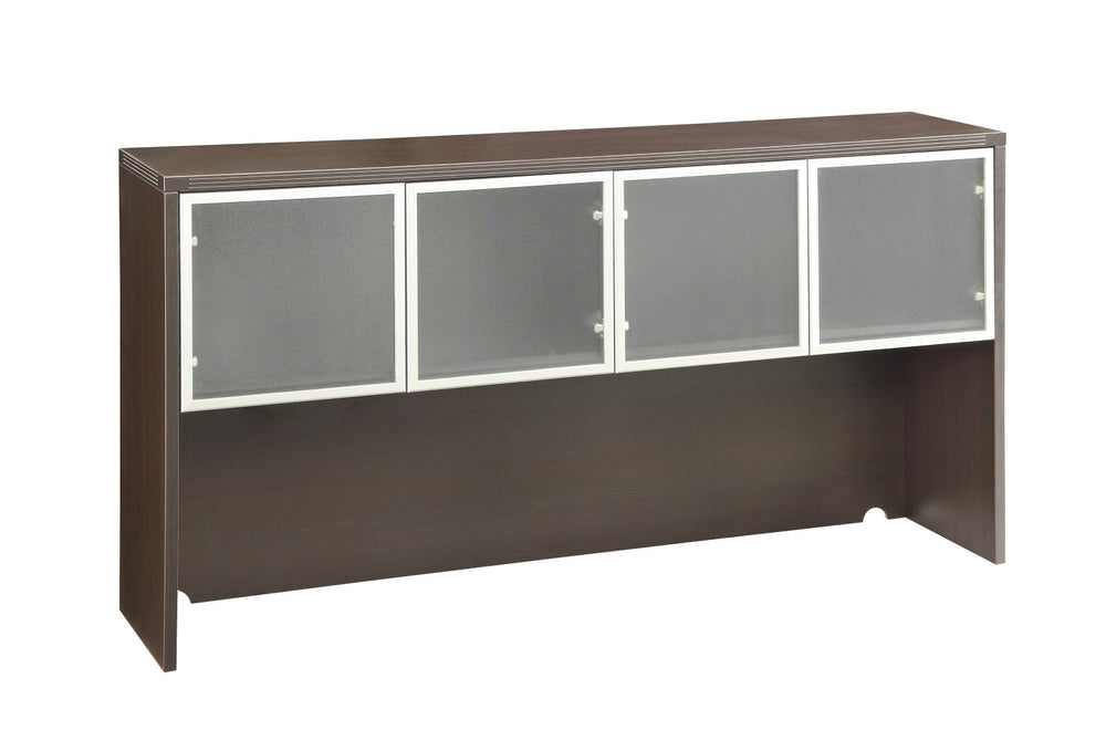 OSP Home Furnishings Overhead Wall Cabinet with Clear Glass Doors for Kitchen or Living Room Display Mahogany NAPMAH-42