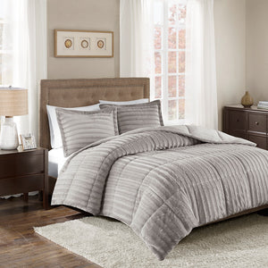 English Elm Full/Queen Duke Faux Fur Comforter Set — OEKO-TEX Certified Plush Luxury Comforter with Two Shams Grey 18.9 L x 13.39 W x 13.39 H B03596919