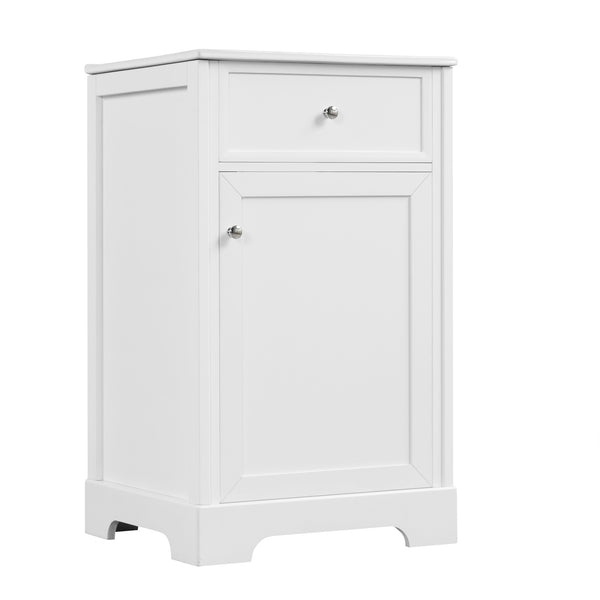 English Elm 20" Bathroom Vanity with Ceramic Sink, MDF Construction, Soft-Closing Door, Storage Rack & Shelf White N725P218017K