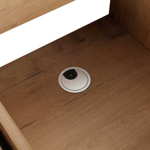 English Elm 48" Floating Bathroom Vanity Dual Ceramic Vessel Sinks Oak Finish Soft Close Doors W999S00527