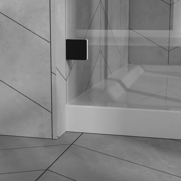 English Elm Goodyo 48"X72" Frameless Shower Door Combo With Acrylic Base, Tempered Glass & Matte Black Hardware W1223S00028