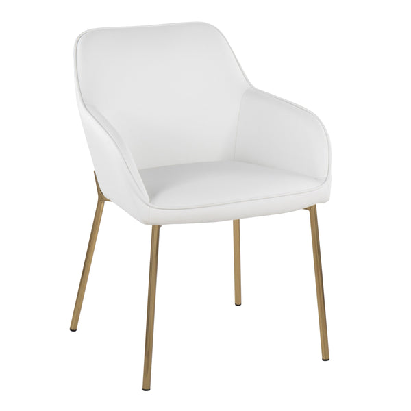 English Elm Daniella Contemporary Dining Chair Set Of 2 - Gold Metal & White Faux Leather, Modern Elegance B202S01329