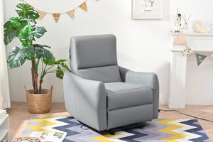 English Elm Wall Zero Wall Power Recliner Chair with Overstuffed Backrest, USB Type-C Charging Port, Space-Saving Electric Recliner for Small Rooms Blue Gray W1028S00036