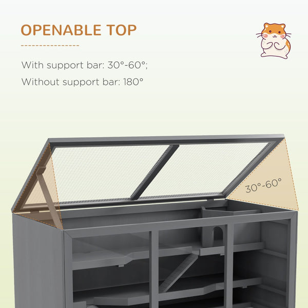 English Elm Pawhut Solid Wood Outdoor Cat House Two Story Shelter with Balcony Asphalt Roof W2225P173817