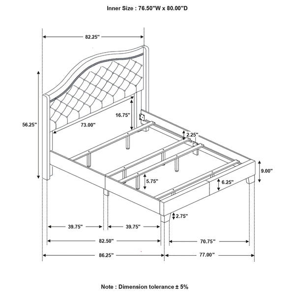 English Elm Maassluis Upholstered Eastern King Bed with Curved Button-Tufted Headboard and Nailhead Trim Delight Beige B062P346524