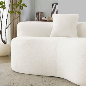 English Elm 66.93 Curved Loveseat 73" Heart-Shaped Teddy Velvet Sofa Full Foam & Spring Support, No-Assembly Cozy Compact White W3612P332115