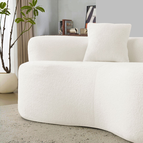 English Elm 66.93 Curved Loveseat 73" Heart-Shaped Teddy Velvet Sofa Full Foam & Spring Support, No-Assembly Cozy Compact White W3612P332115