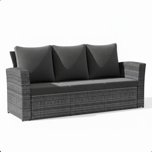 English Elm 67.7" Outdoor Wicker Three Seat Sofa High Back Pe Frame Patio Lounge Furniture Black B082P455125