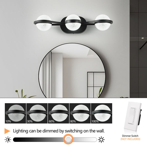 English Elm Bathroom Vanity Light - Modern 3-Bulb Led Fixture With Crystal-Sand Acrylic Shades For Elegant Spaces W2312P374862