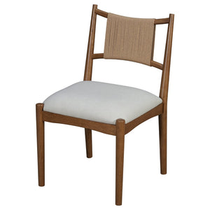 English Elm Upholstered Linen Dining Chairs Set of 2 Rubberwood Mid-century Woven Paper Rope Back Beige,Brown N776P385751D