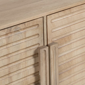 Crestview Collection Coastal Mango Wood Cabinet - Elegant Living Room Storage With Grooved Design And Modern Aesthetic Brown Solid Wood Cvfnr4826