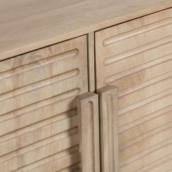 Crestview Collection Coastal Mango Wood Cabinet - Elegant Living Room Storage With Grooved Design And Modern Aesthetic Brown Solid Wood Cvfnr4826