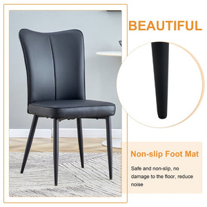 English Elm Table and Chair Set Modern Marble Glass Top with Black Metal Legs Pu Dining Chairs W1151S04659