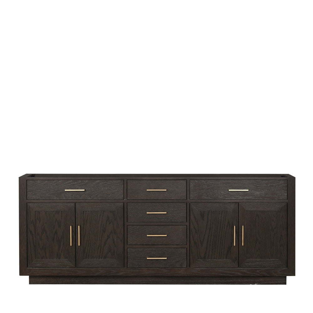 English Elm Brown Oak Midcentury Double Bath Vanity 84" W x 22" D, Wood Soft-Close Drawers, Fully Assembled B2731P257846