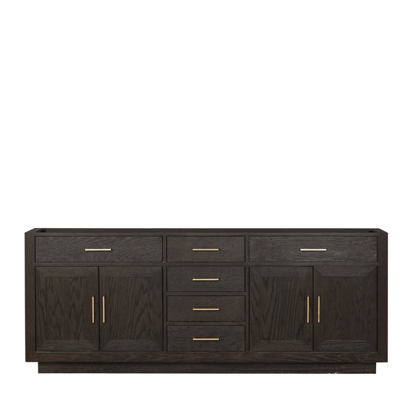 English Elm Brown Oak Midcentury Double Bath Vanity 84" W x 22" D, Wood Soft-Close Drawers, Fully Assembled B2731P257846