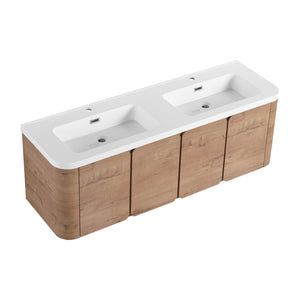 English Elm 60" Freestanding Double Sink Bathroom Vanity with Soft-close Doors and Three Drawers W999S00508