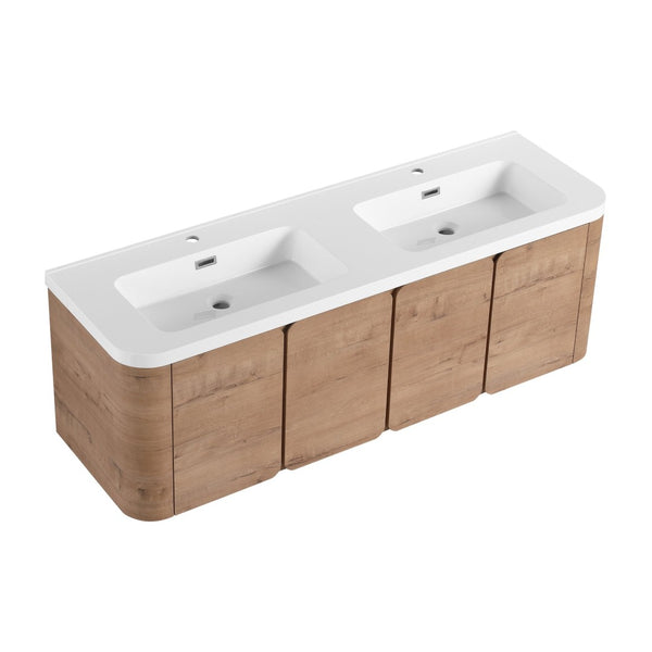 English Elm 60" Freestanding Double Sink Bathroom Vanity with Soft-close Doors and Three Drawers W999S00508