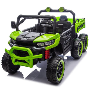English Elm 24v Two Seat Kids Electric Dump Truck Six Wheel 4wd Utv with Parental Remote Green W1578P268992