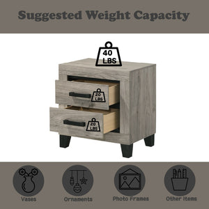 English Elm Mari Two Drawer Rubberwood Nightstand in Light Gray for Modern Bedroom Storage B2756P493479