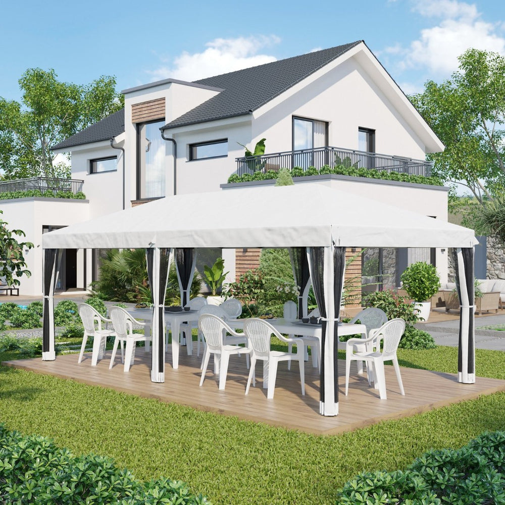 English Elm Outsunny 10' X 20' Heavy Duty Pop Up Canopy Tent With Netting, Ideal For Outdoor Events & Parties W2225P174246-GIGA