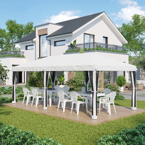 English Elm Outsunny 10' X 20' Heavy Duty Pop Up Canopy Tent With Netting, Ideal For Outdoor Events & Parties W2225P174246-GIGA