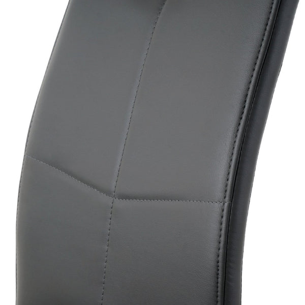 English Elm Modern White Pu Leather Dining Chairs with Black Metal Legs Ergonomic Set of 2 Charcoal+Grey W210P199090