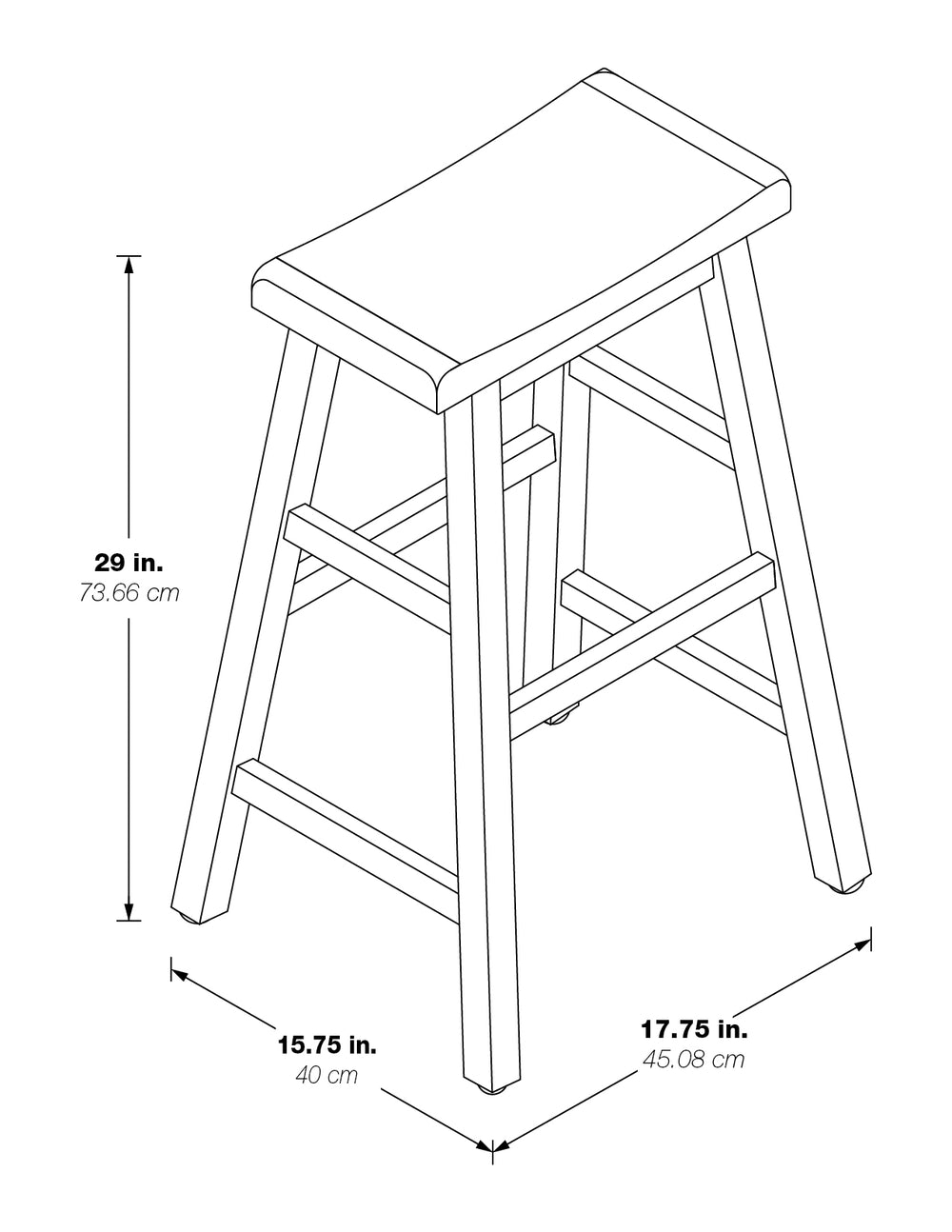 OSP Home Furnishings Tulsa 29" Saddle Stool - Set of 2 Black