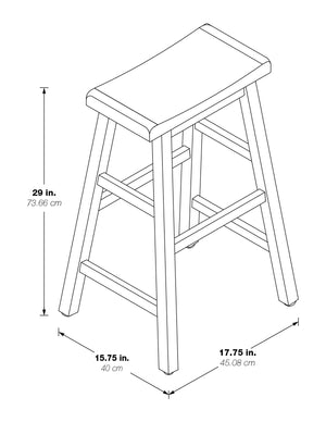 OSP Home Furnishings Tulsa 29" Saddle Stool - Set of 2 Wood Tone