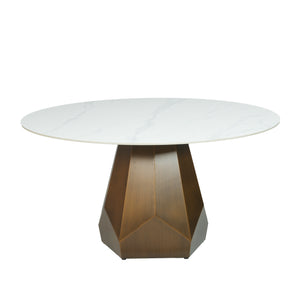 English Elm 59.05" Round Marble Dining Table - Elegant Artificial Marble For 6-8 People In White Finish W1535S00371