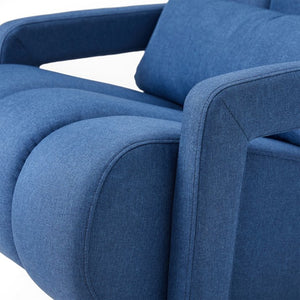 English Elm Modern Upholstered accent chair with plush linen cushioning and pillow — compact, stylish seating for living spaces Navy Blue W2671P192548