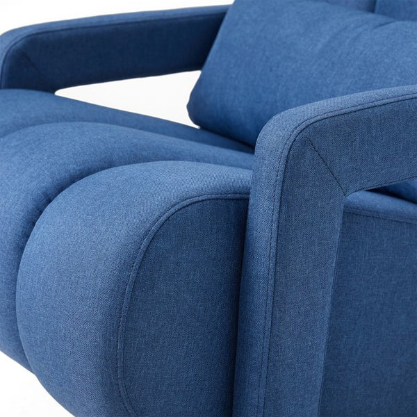 English Elm Modern Upholstered accent chair with plush linen cushioning and pillow — compact, stylish seating for living spaces Navy Blue W2671P192548