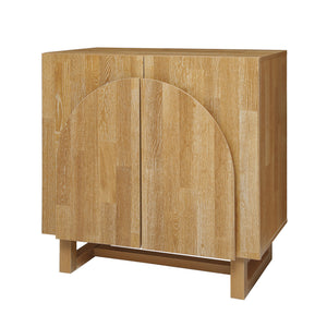English Elm 2 door cabinet Natural Finish Particle Board+MDF with Adjustable Shelf, Wall-Mount Safety, Scratch-Proof Pads (37.2x18.5x8.5) W688P276736