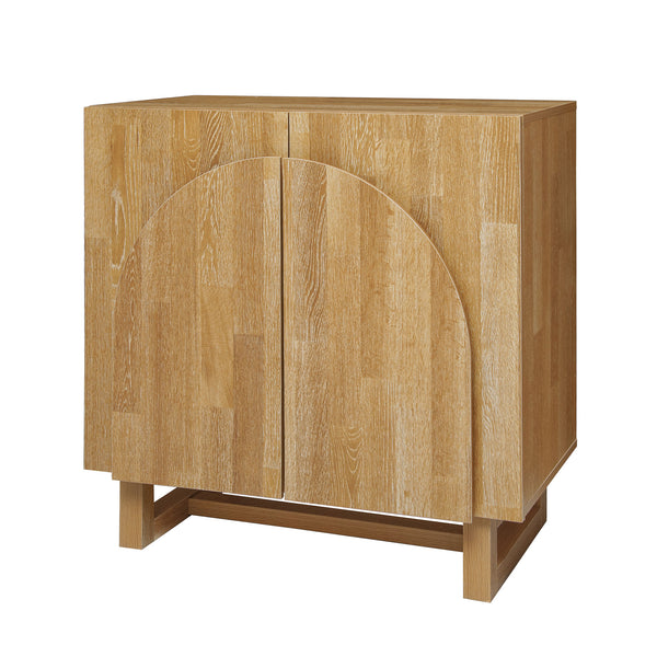English Elm 2 door cabinet Natural Finish Particle Board+MDF with Adjustable Shelf, Wall-Mount Safety, Scratch-Proof Pads (37.2x18.5x8.5) W688P276736
