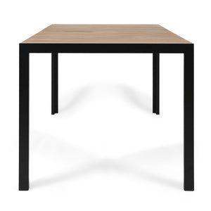 English Elm Christopher Knight Home® - PAVILION Teak 59" Dining Table - Acacia Wood Slatted Top with Black Iron Legs, Weather‑Sealed Design 64273.00