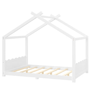 English Elm Twin House Frame Floor Bed Solid Pine Kids Room Montessori Low Profile Play Nook W1580P387839