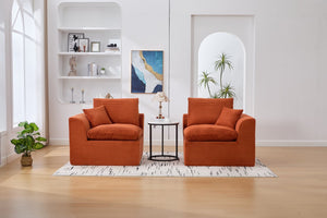 English Elm UNITED Cloud Couch Modular Sectional Sofa with Corduroy Cover, Ergonomic 2-Seater, No Assembly Needed Orange W1568P371118